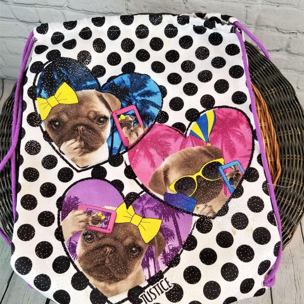 Justice Fabric Back Pack Pugs taking Selfies